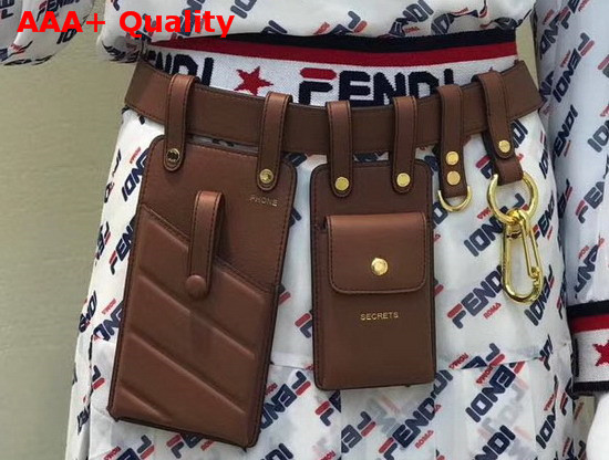 Fendi Multi Accessory Belt Bag in Brown Calf Leather Replica