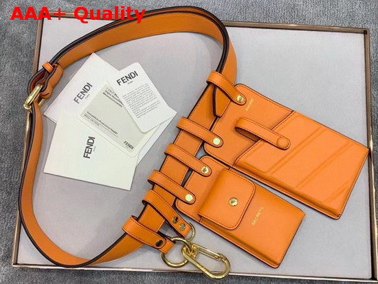 Fendi Multi Accessory Belt Bag in Orange Calf Leather Replica