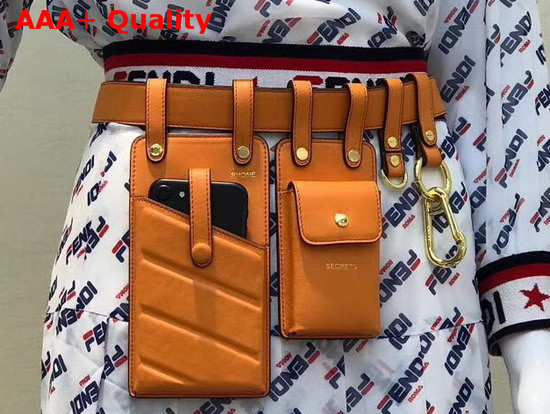 Fendi Multi Accessory Belt Bag in Orange Calf Leather Replica