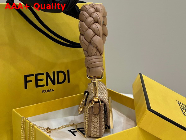 Fendi Nano Baguette Charm Beige Raffia Charm Replica