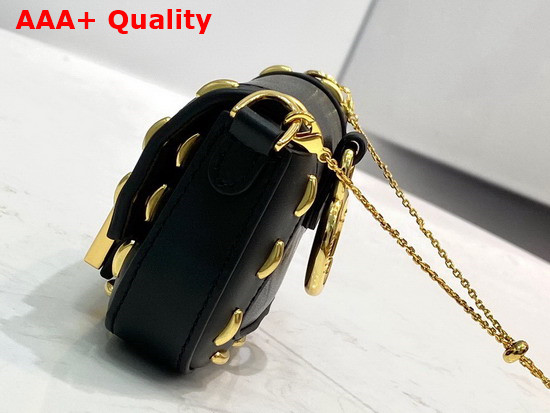 Fendi Nano Baguette Charm Black Nappa Leather Charm with Metal Stitches Replica
