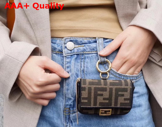 Fendi Nano Baguette Charm Brown Fabric Charm Replica