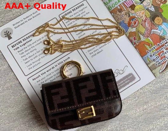Fendi Nano Baguette Charm Brown Glazed Fabric Charm Replica