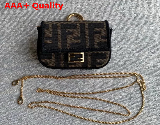 Fendi Nano Baguette Charm Brown Glazed Fabric Charm Replica