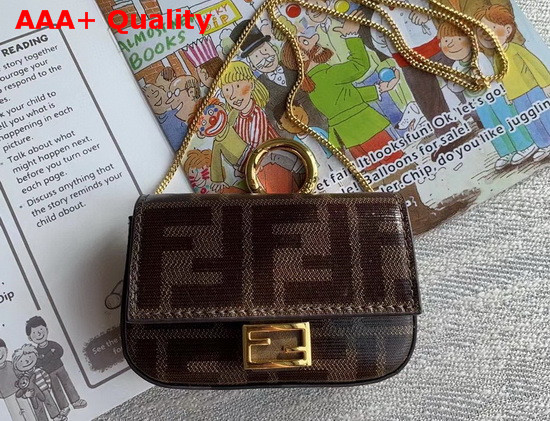 Fendi Nano Baguette Charm Brown Glazed Fabric Charm Replica