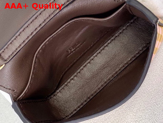 Fendi Nano Baguette Charm in Beige Check Print Leather Replica