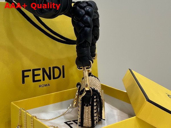 Fendi Nano Baguette Charm in Beige Raffia Replica