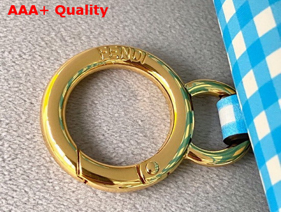 Fendi Nano Baguette Charm in Blue Check Print Leather Replica
