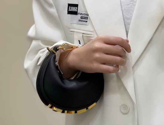 Fendi Nano Fendigraphy Black Leather Charm Replica