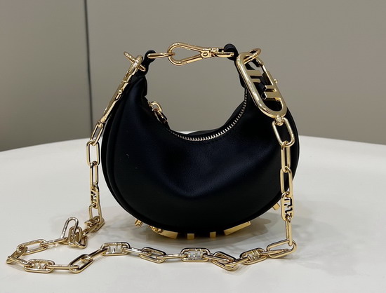 Fendi Nano Fendigraphy Black Leather Charm Replica