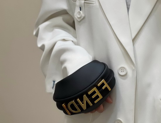 Fendi Nano Fendigraphy Black Leather Charm Replica