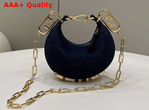 Fendi Nano Fendigraphy Blue Denim Charm Replica