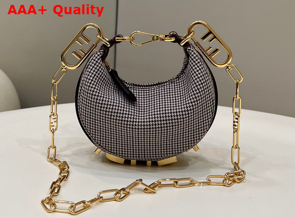 Fendi Nano Fendigraphy Grey Houndstooth Wool Charm Replica