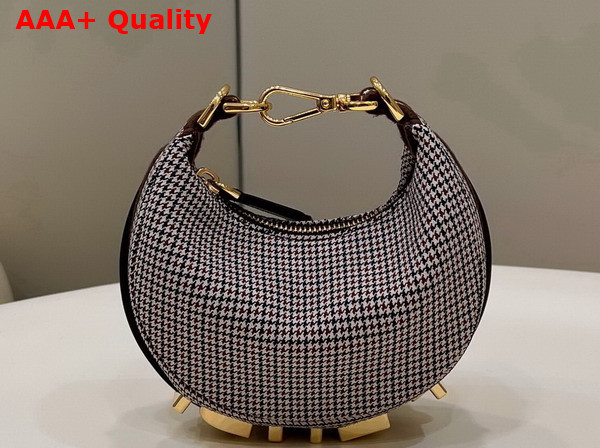 Fendi Nano Fendigraphy Grey Houndstooth Wool Charm Replica