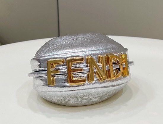 Fendi Nano Fendigraphy Silver Leather Charm Replica