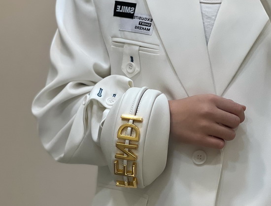 Fendi Nano Fendigraphy White Leather Charm Replica