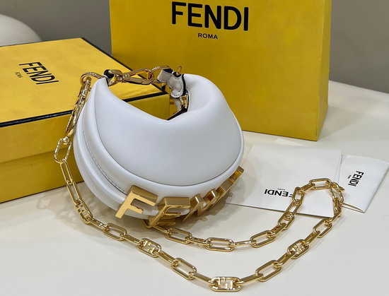Fendi Nano Fendigraphy White Leather Charm Replica