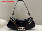 Fendi O Lock Swing Black Leather Pouch Replica