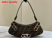 Fendi O Lock Swing Brown FF Fabric Pouch Replica