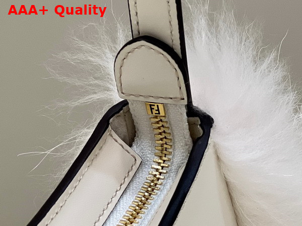 Fendi O Lock Swing Camellia Leather and Fox Fur Pouch Replica