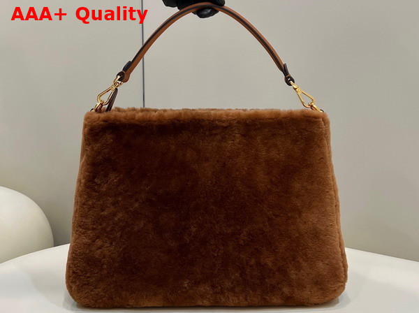 Fendi O Lock Zipper Brown Sheepskin Bag Replica