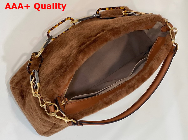 Fendi O Lock Zipper Brown Sheepskin Bag Replica