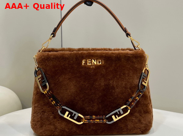 Fendi O Lock Zipper Brown Sheepskin Bag Replica