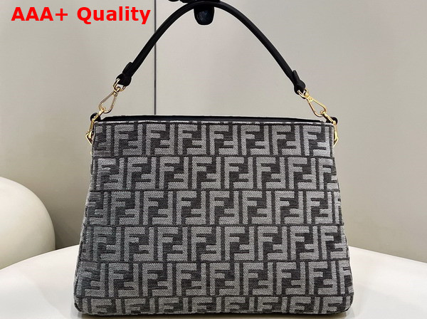 Fendi O Lock Zipper Dark Gray Tapestry Fabric Bag Replica