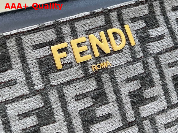 Fendi O Lock Zipper Dark Gray Tapestry Fabric Bag Replica