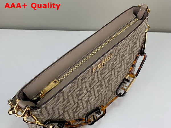 Fendi O Lock Zipper Dark Gray Tapestry Fabric Bag Replica