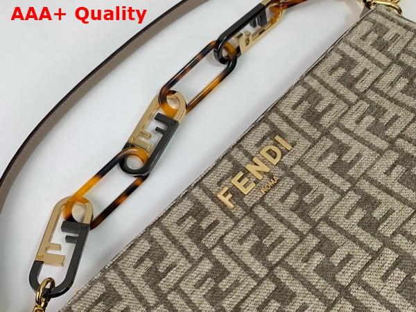 Fendi O Lock Zipper Dove Gray Tapestry Fabric Bag Replica