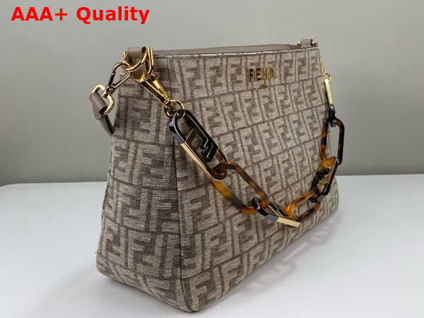 Fendi O Lock Zipper Dove Gray Tapestry Fabric Bag Replica