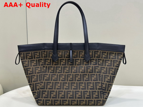 Fendi Origami Large Brown FF Jacquard Fabric Bag that Can be Transformed Replica
