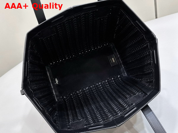 Fendi Origami Medium Black Interlaced Leather Bag that Can be Transformed Replica