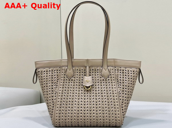 Fendi Origami Medium Dove Gray Interlaced Leather Bag that Can be Transformed Replica