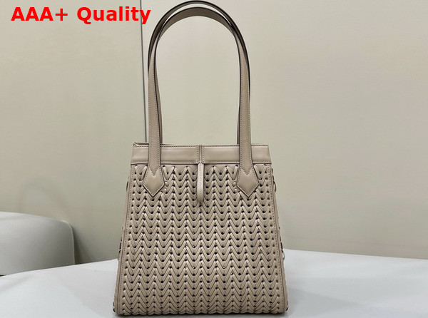 Fendi Origami Medium Dove Gray Interlaced Leather Bag that Can be Transformed Replica