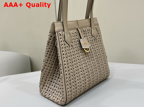 Fendi Origami Medium Dove Gray Interlaced Leather Bag that Can be Transformed Replica