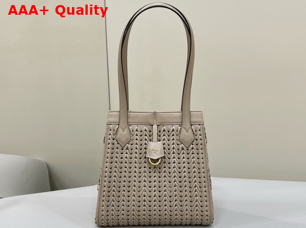 Fendi Origami Medium Dove Gray Interlaced Leather Bag that Can be Transformed Replica