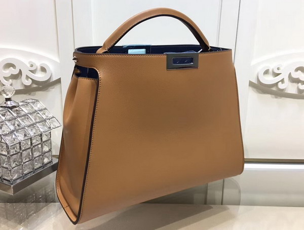 Fendi Oversized Peekaboo Handbag in Brown Calfskin For Sale