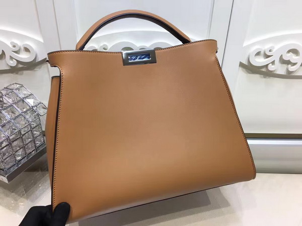Fendi Oversized Peekaboo Handbag in Brown Calfskin For Sale
