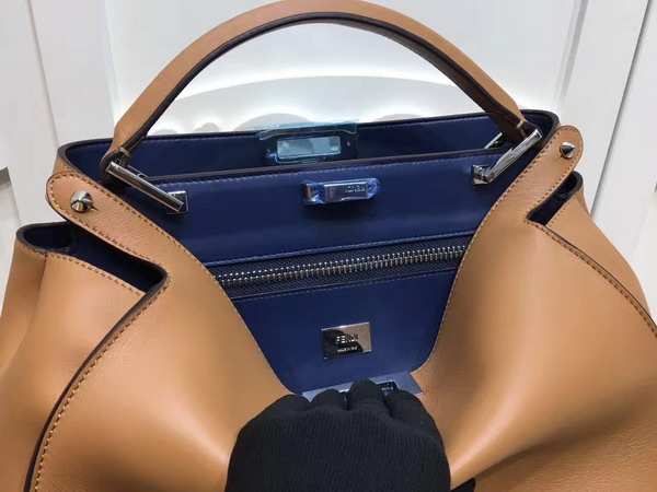 Fendi Oversized Peekaboo Handbag in Brown Calfskin For Sale