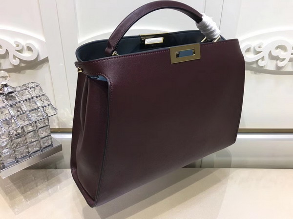 Fendi Oversized Peekaboo Handbag in Burgundy Calfskin For Sale