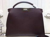 Fendi Oversized Peekaboo Handbag in Burgundy Calfskin For Sale