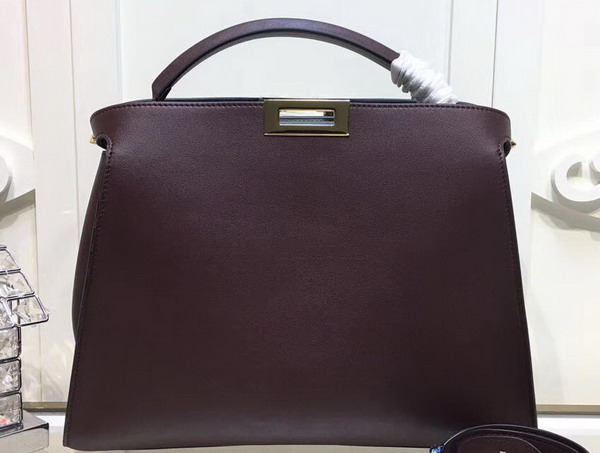 Fendi Oversized Peekaboo Handbag in Burgundy Calfskin For Sale