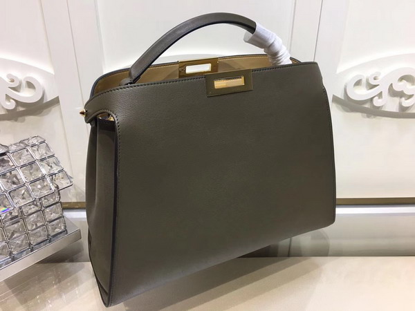 Fendi Oversized Peekaboo Handbag in Khaki Calfskin For Sale