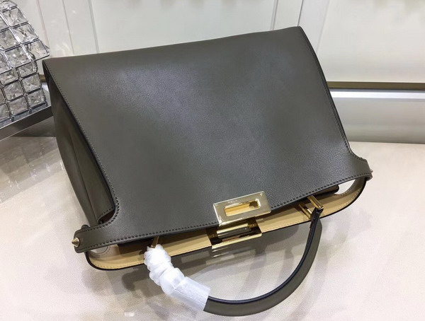Fendi Oversized Peekaboo Handbag in Khaki Calfskin For Sale