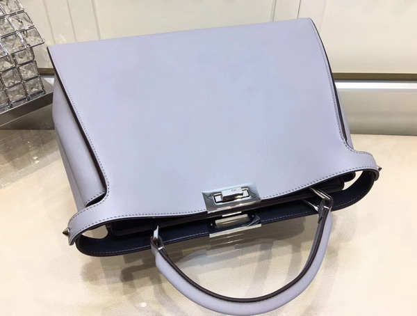Fendi Oversized Peekaboo Handbag in Light Blue Calfskin For Sale