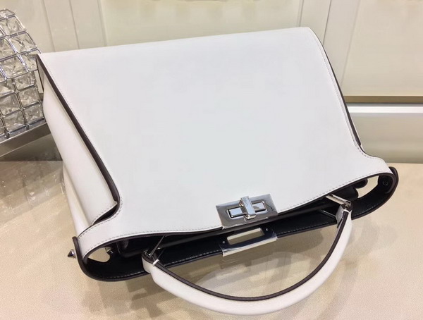 Fendi Oversized Peekaboo Handbag in White Calfskin For Sale