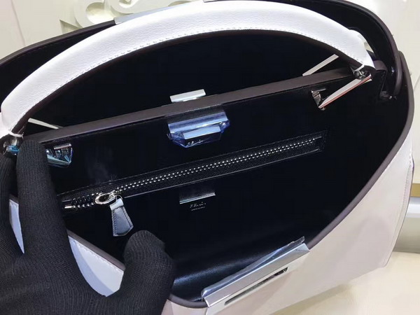 Fendi Oversized Peekaboo Handbag in White Calfskin For Sale