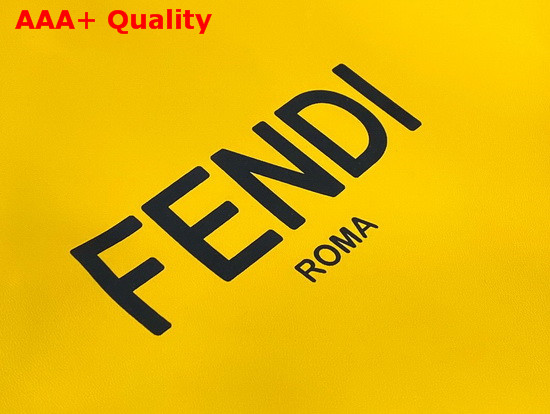 Fendi Pack Medium Pouch Bag with Drawstring Yellow Nappa Leather with Black FENDI ROMA Replica
